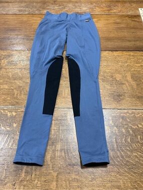 Kerrits Slate Blue Riding Tights with Logo Patch Sz XS girls